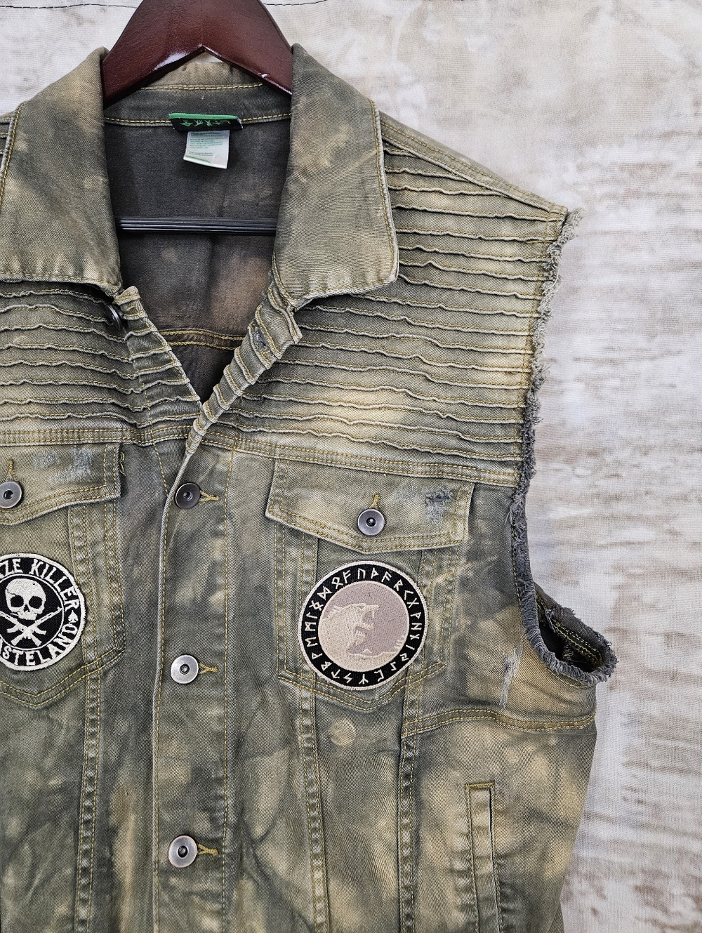 Mens Battle Vest Post Apocalyptic Mad Max Cotton Hand Distressed Size Large - Picture 3 of 12